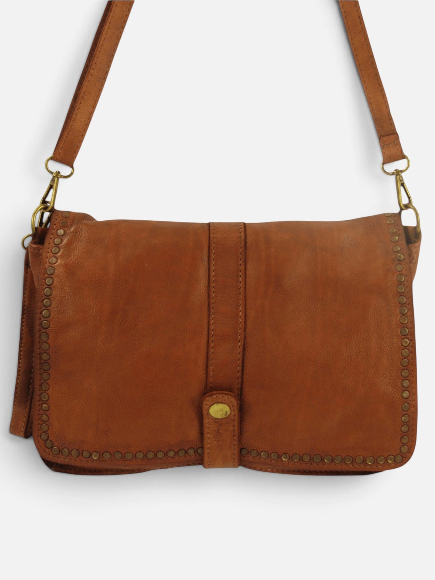 Borsa tracolla e a mano in pelle morbida decorata con borchie Giorgia-Mahzel