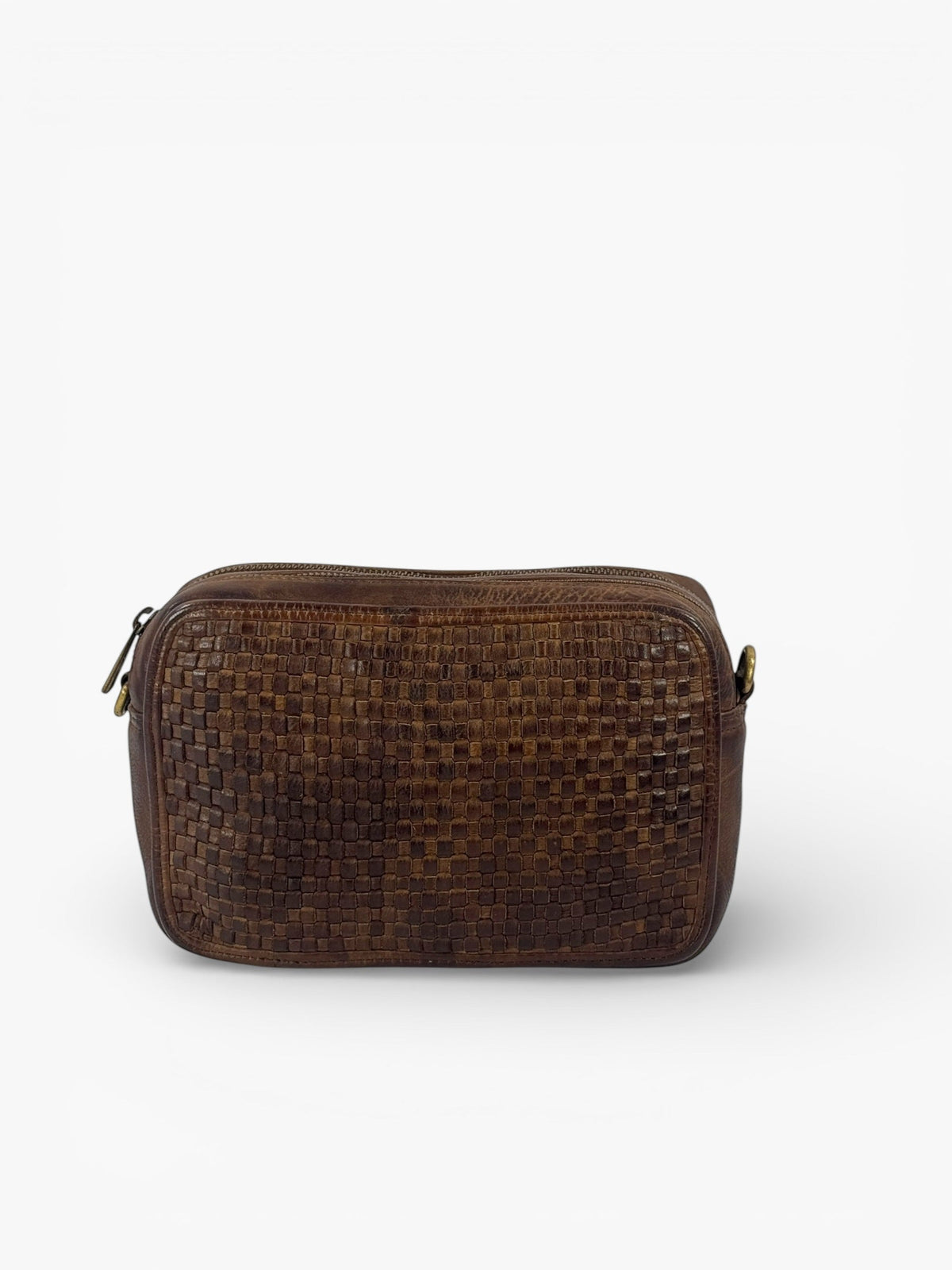borsa pelle intrecciata moro