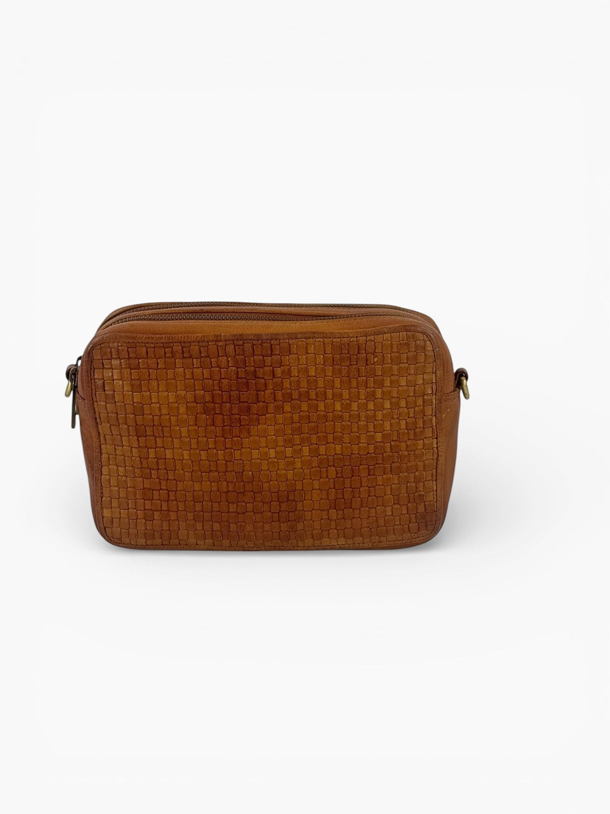 borsa pelle intrecciata marrone