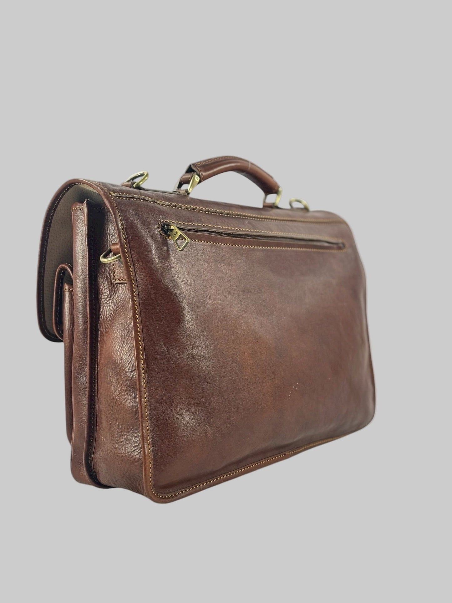 Cartella in cuoio conciato al vegetale e tamponato a mano Pisa - Mahzel