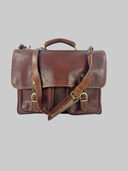 Cartella in cuoio conciato al vegetale e tamponato a mano Pisa - Mahzel