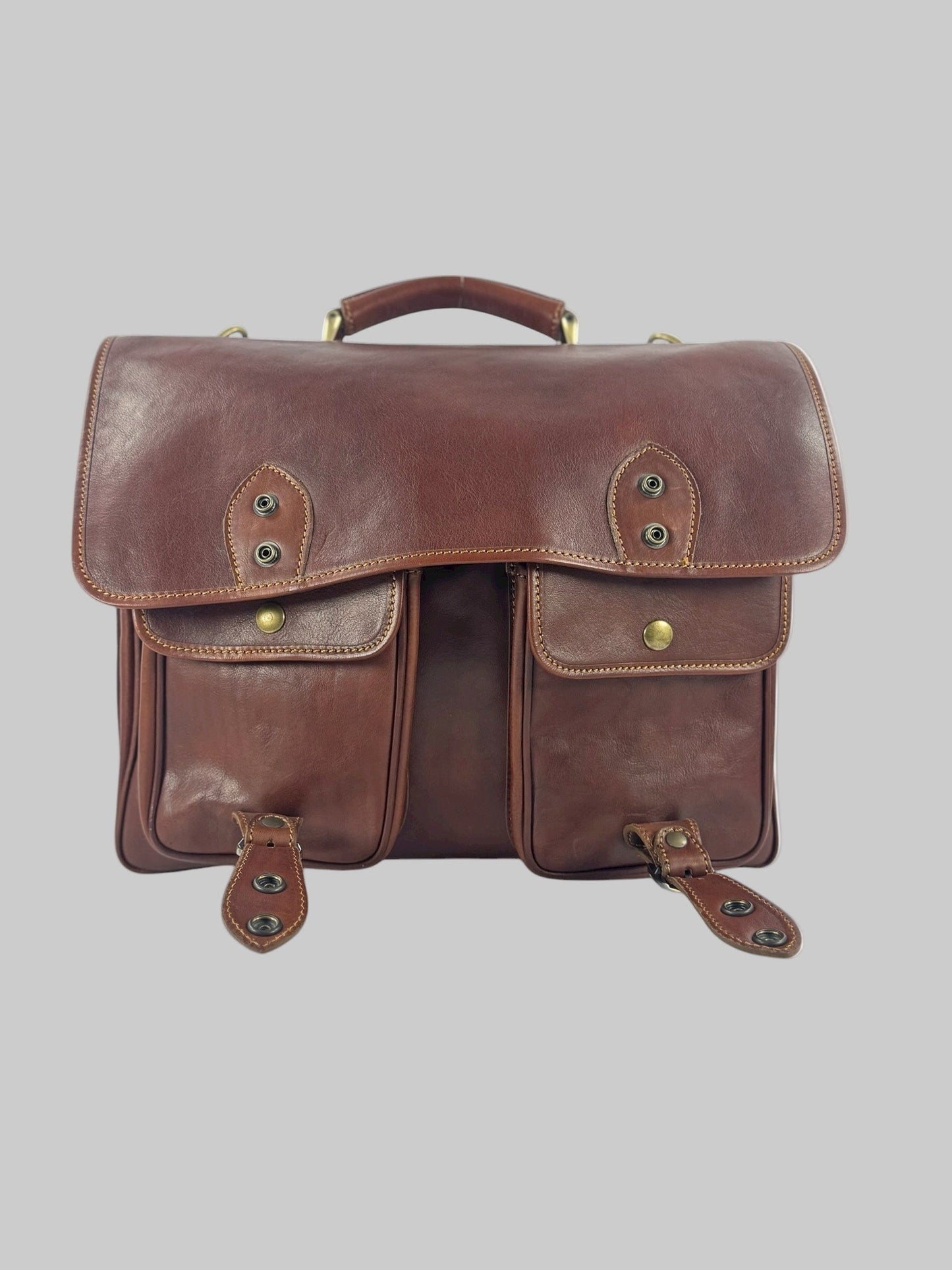 Cartella in cuoio conciato al vegetale e tamponato a mano Pisa - Mahzel