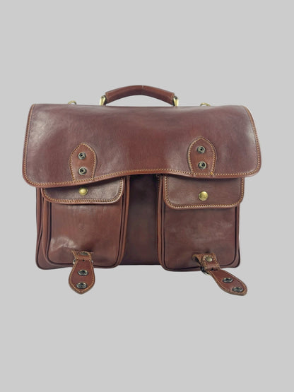 Cartella in cuoio conciato al vegetale e tamponato a mano Pisa - Mahzel