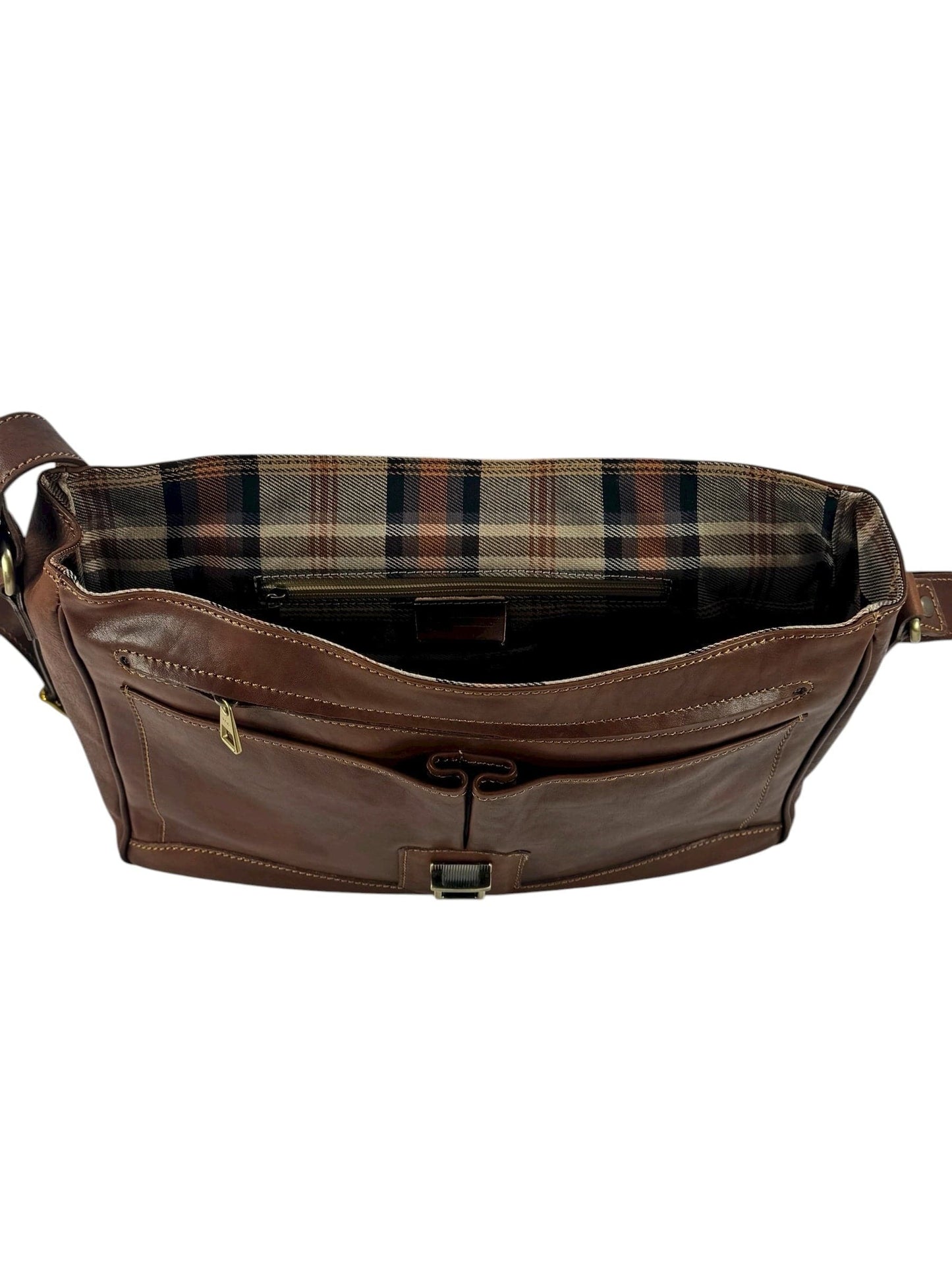 cartella e messenger  in cuoio pieno fiore conciato al vegetale Savona - Mahzel