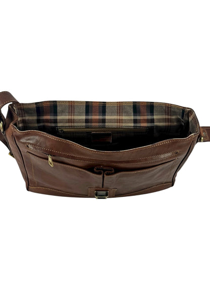 cartella e messenger  in cuoio pieno fiore conciato al vegetale Savona - Mahzel