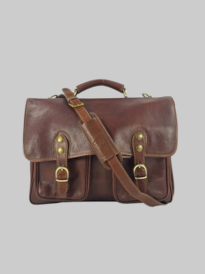 Cartella in cuoio conciato al vegetale e tamponato a mano Pisa - Mahzel