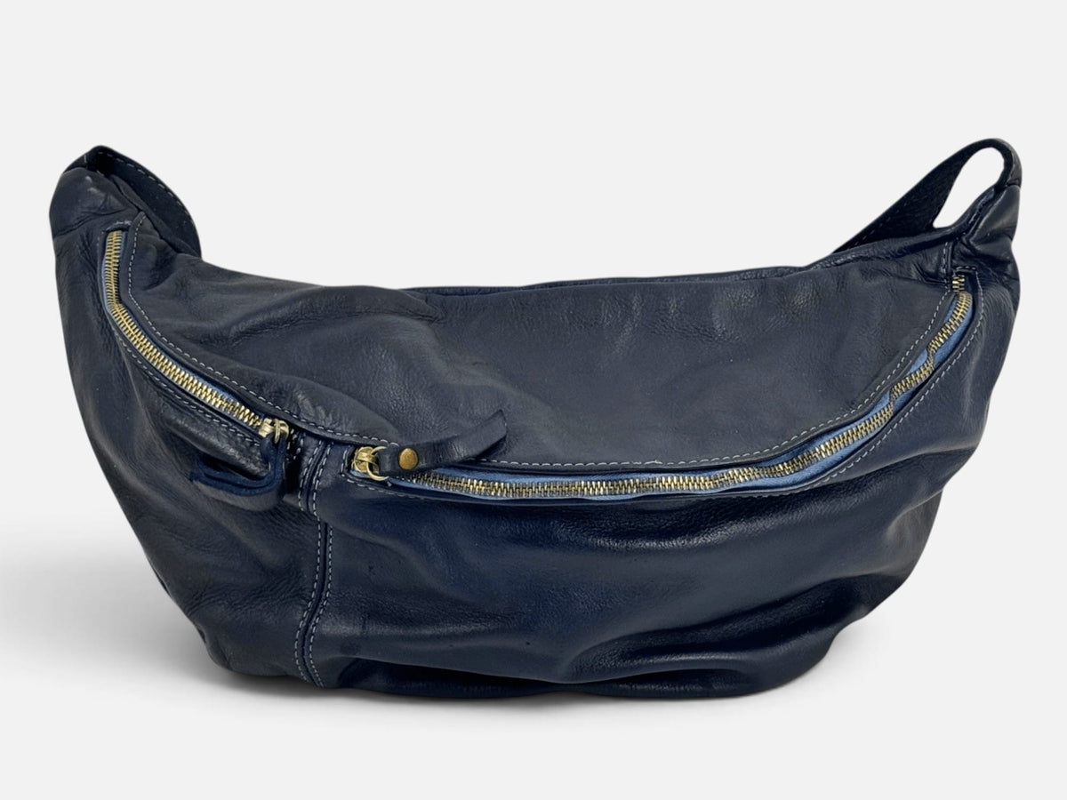 mono spalla pelle morbida blu