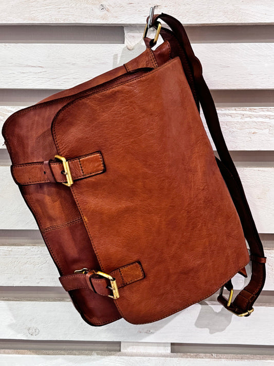 Messenger in pelle lavata effetto vintage