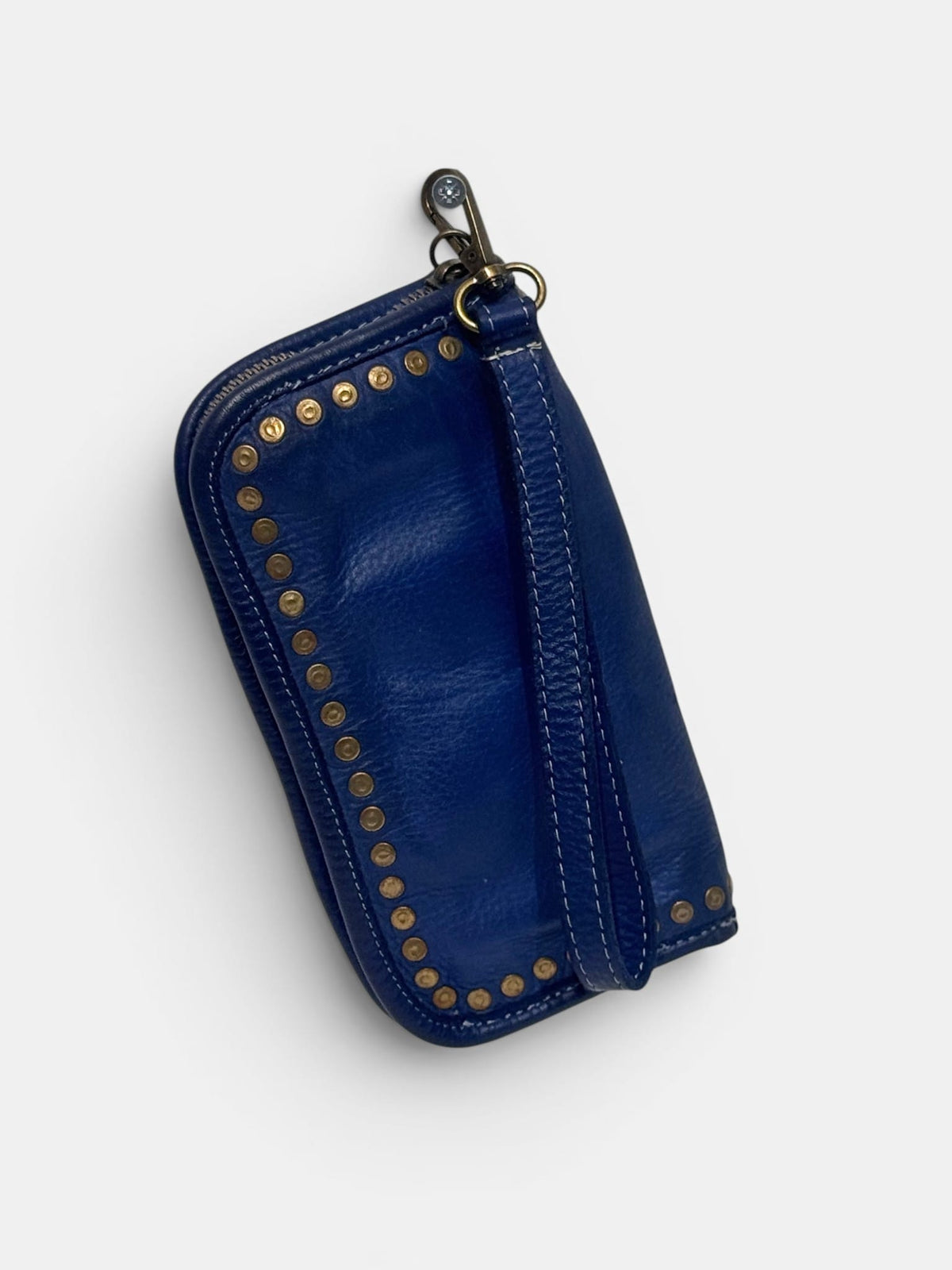 portadocumenti con borchie in pelle blu