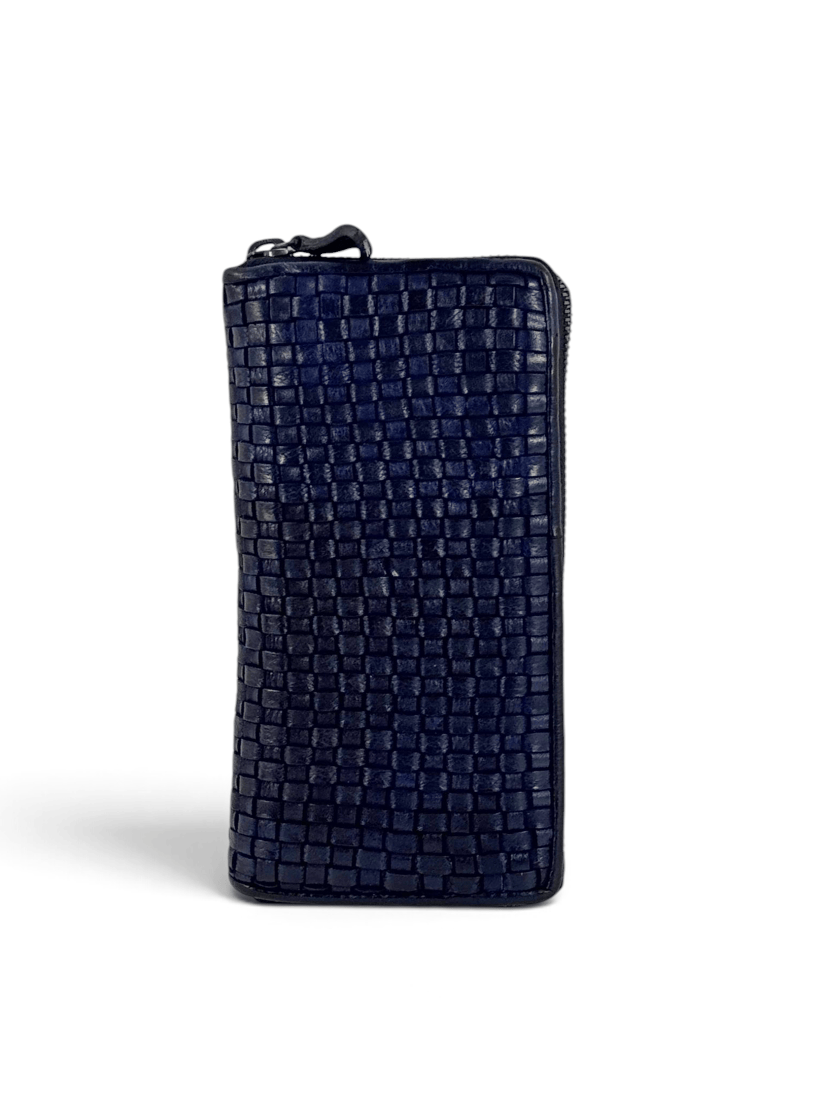 Portafogli pelle intrecciata colore blu mahzel
