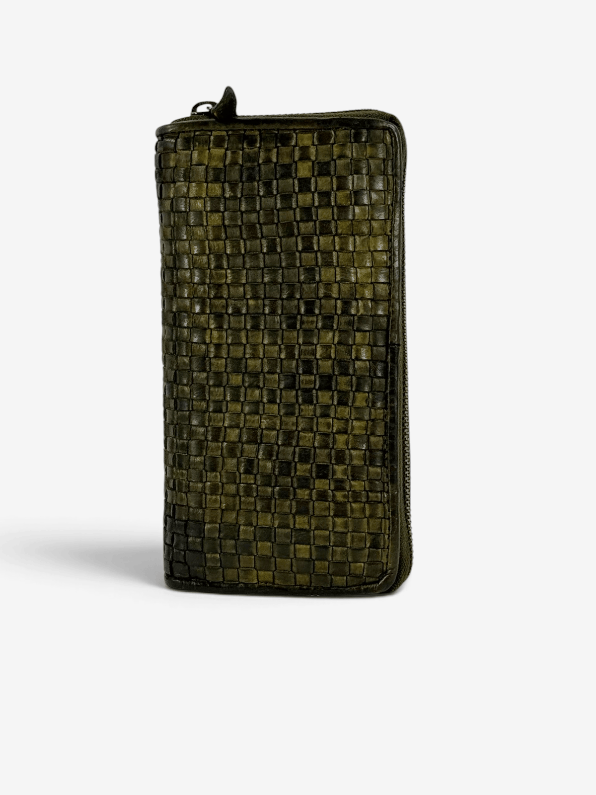 Portafoglio Mahzel intrecciato made in Italy verde