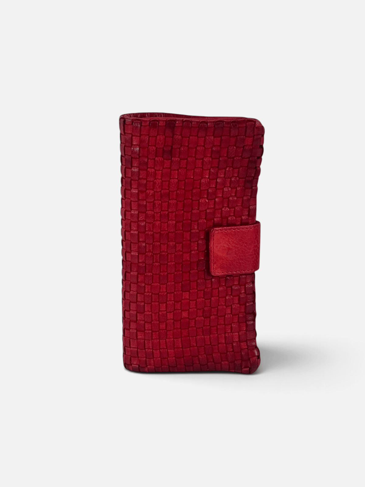 portafogli pelle intrecciata colore rosso
