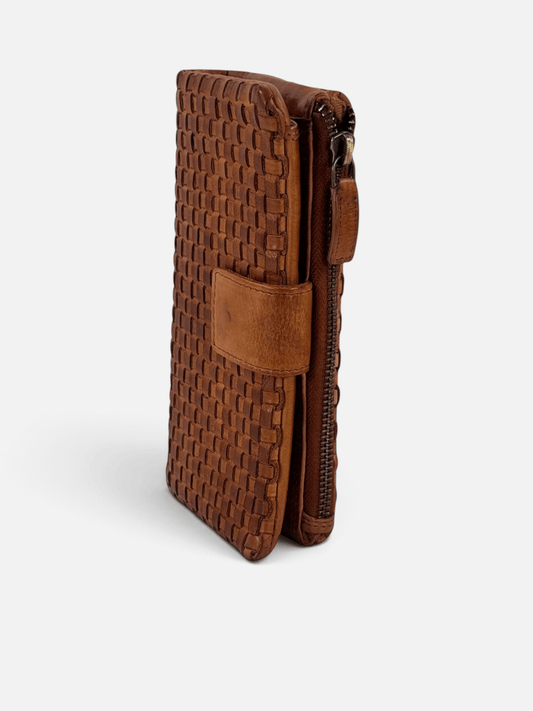portafogli pelle intrecciata mahzel made in italy accessoriato zip esterna