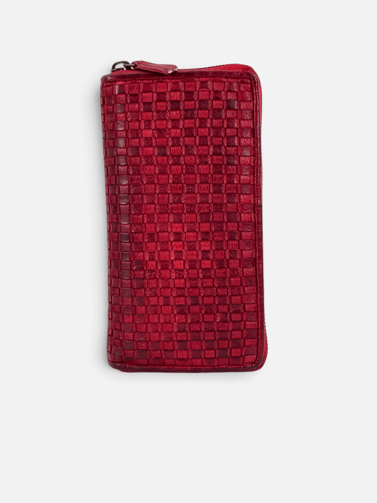 Portafogli pelle intrecciata rosso mahzel