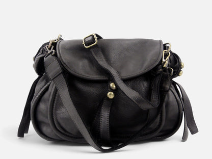 borsa pelle mahzel colore nero pelle tinta in capo made in italy