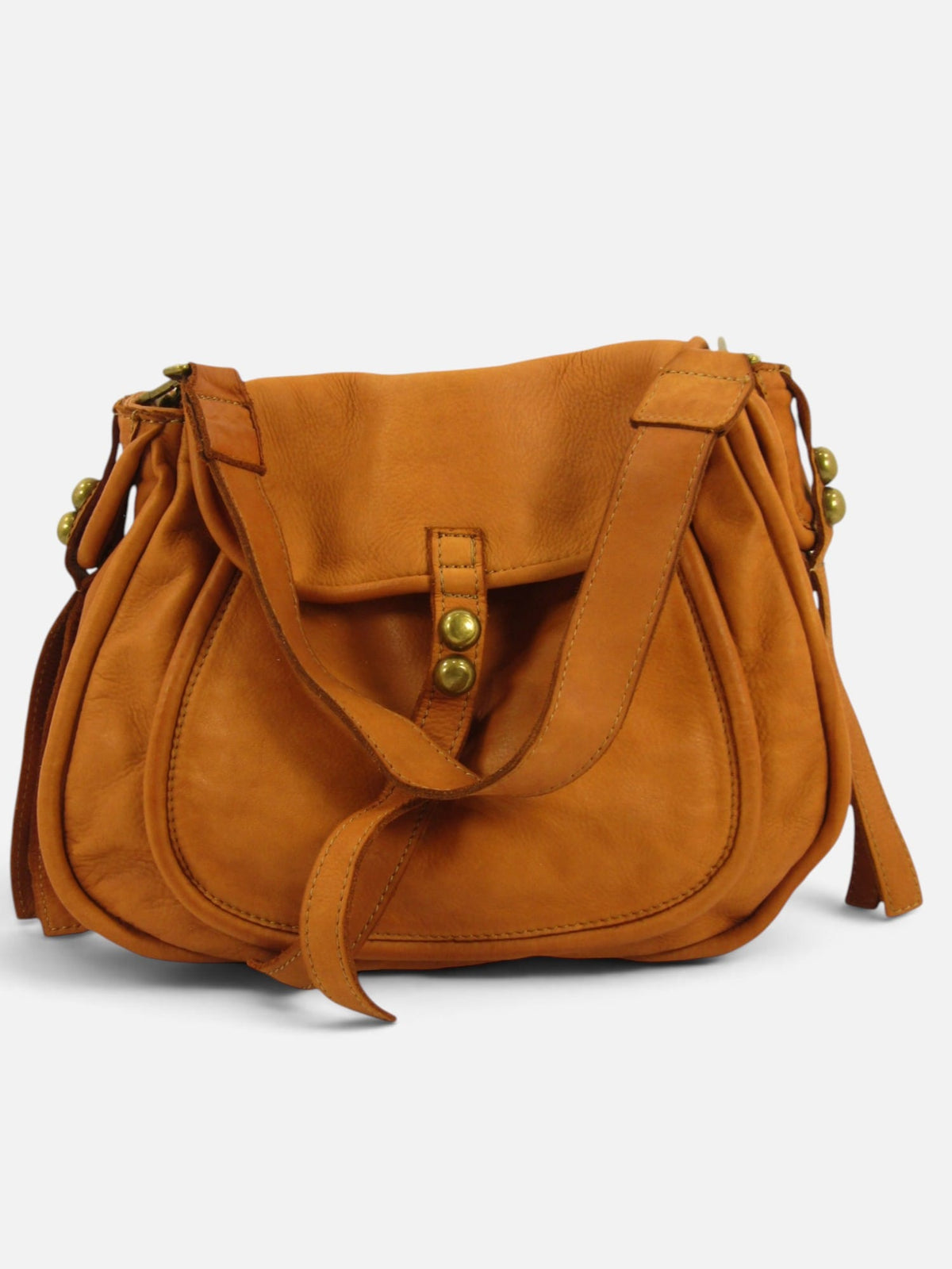 borsa tracolla mahzel vista frontale colore marrone cuoio