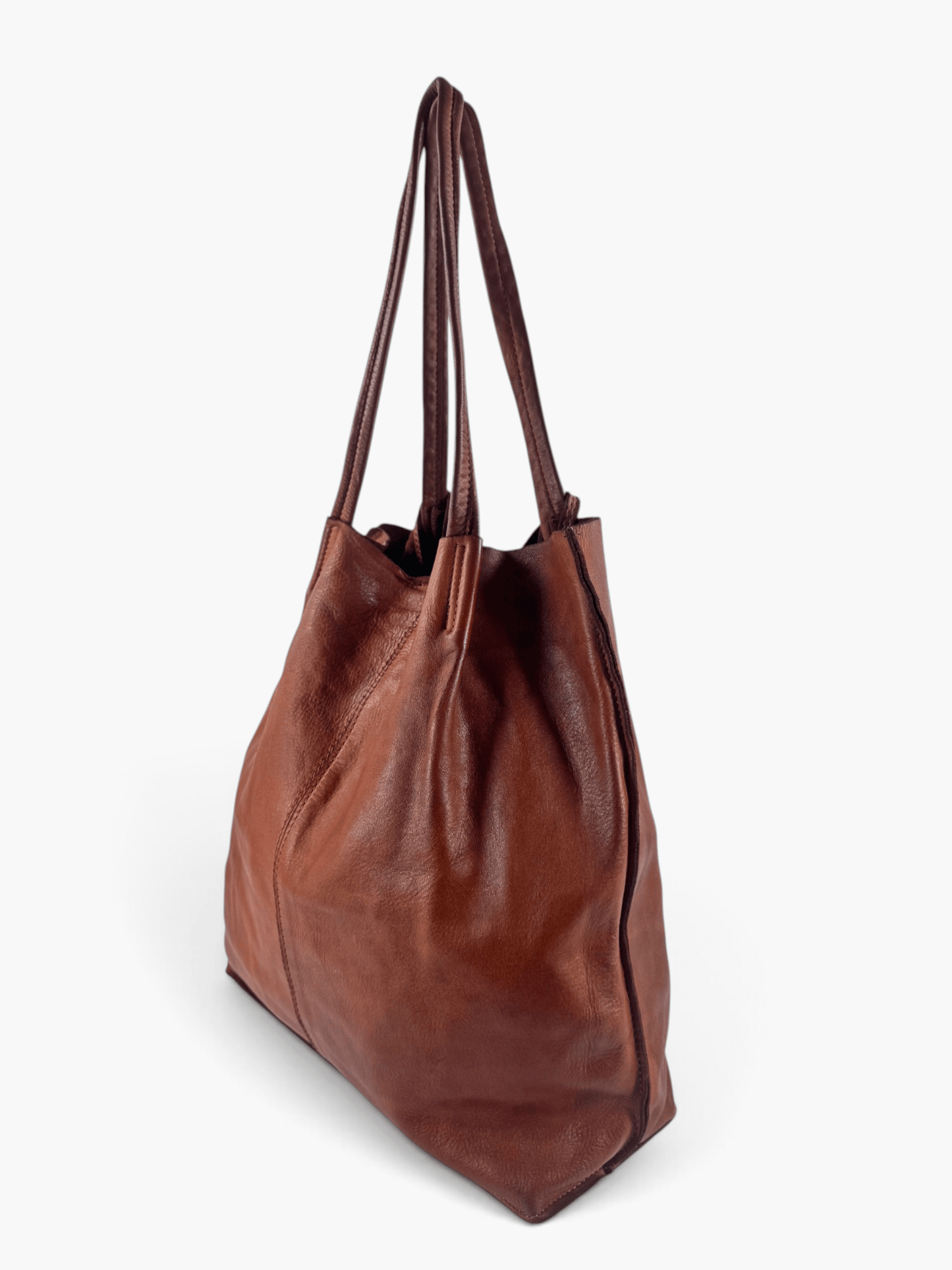 borsa pelle mahzel shopper aperta vista laterale