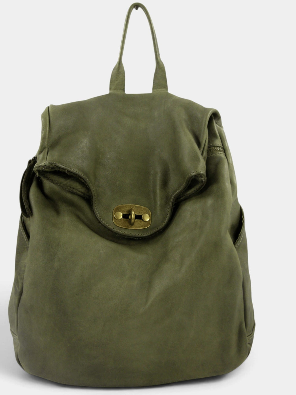 zaino pelle mahzel lavorazione artigianale colore verde