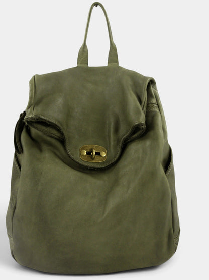 zaino pelle mahzel lavorazione artigianale colore verde