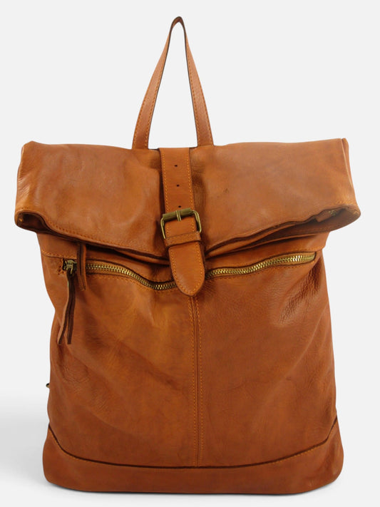 zaino pelle roll chiusura con zip morbido made in italy mahzel zccessoriato con zip