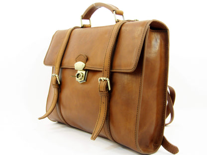Cartella Zaino Messenger in Cuoio primo fiore conciato al vegetale - Mahzel