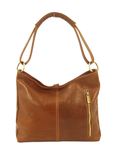borsa in cuoio conciato al vegetale zip sul retro
