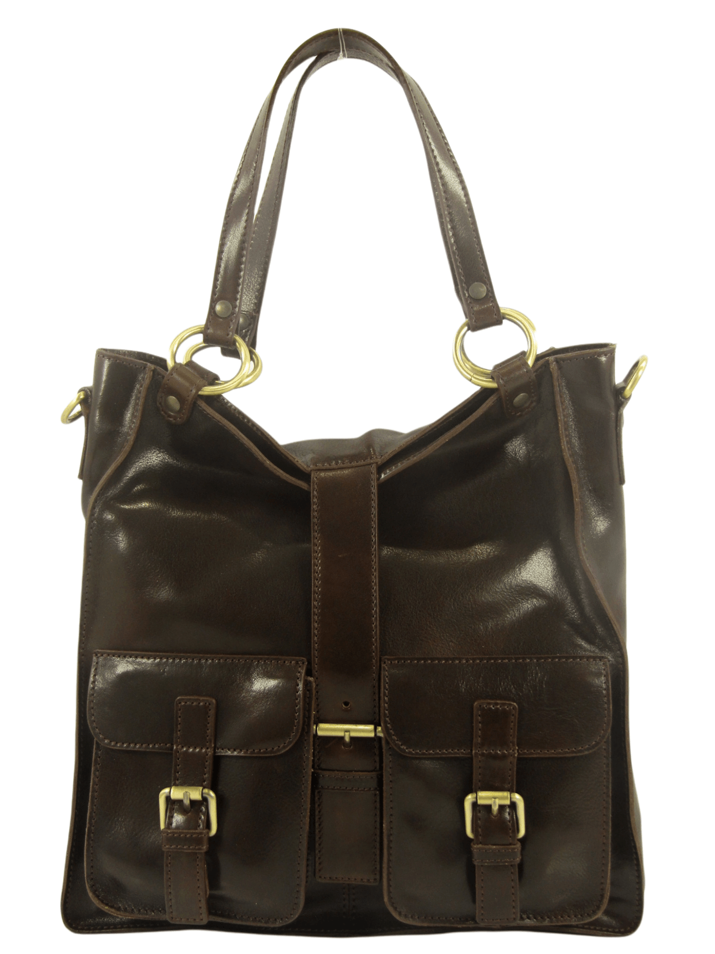 Shopper In Cuoio con tasche frontali-Mahzel