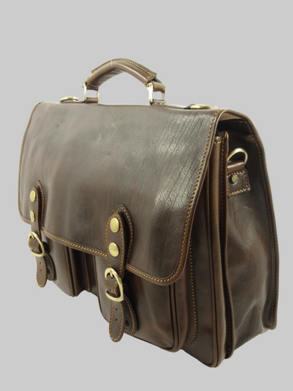 Cartella in cuoio conciato al vegetale e tamponato a mano Pisa - Mahzel