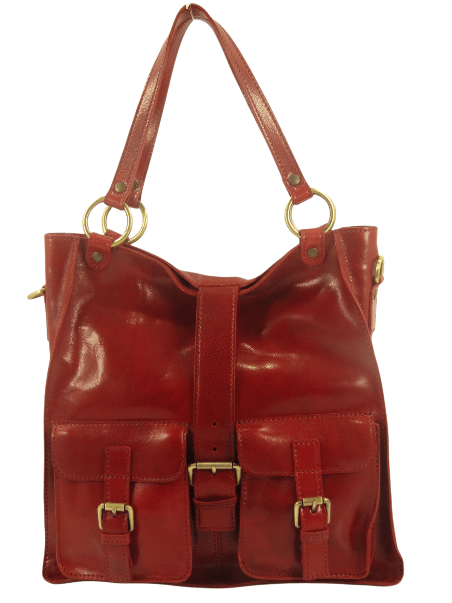 Shopper In Cuoio con tasche frontali-Mahzel