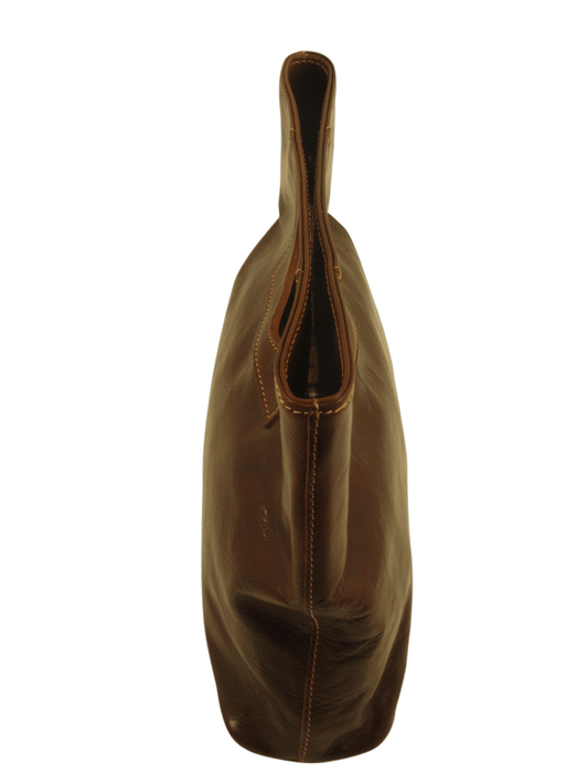 Borsa in Cuoio conciato al vegetale, interno tre scomparti, dalla linea classica - Mahzel