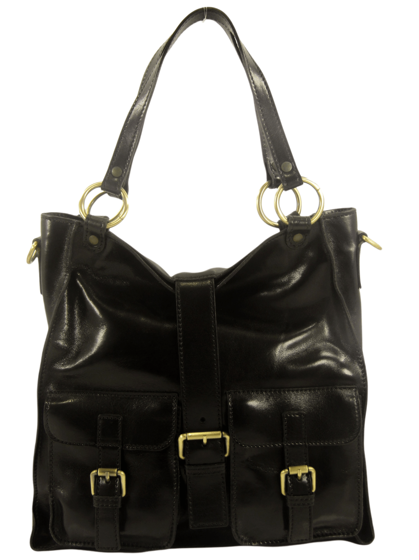 Shopper In Cuoio con tasche frontali-Mahzel