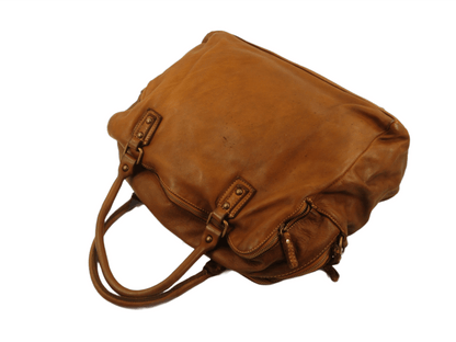 Borsa grande in pelle morbida lavata tre zip City - Mahzelź