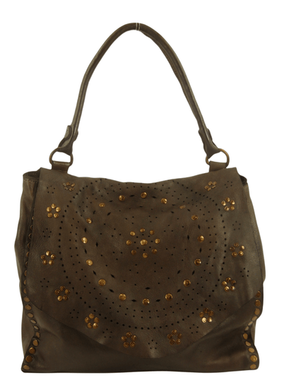 Borsa in pelle effetto vintage testa di moro