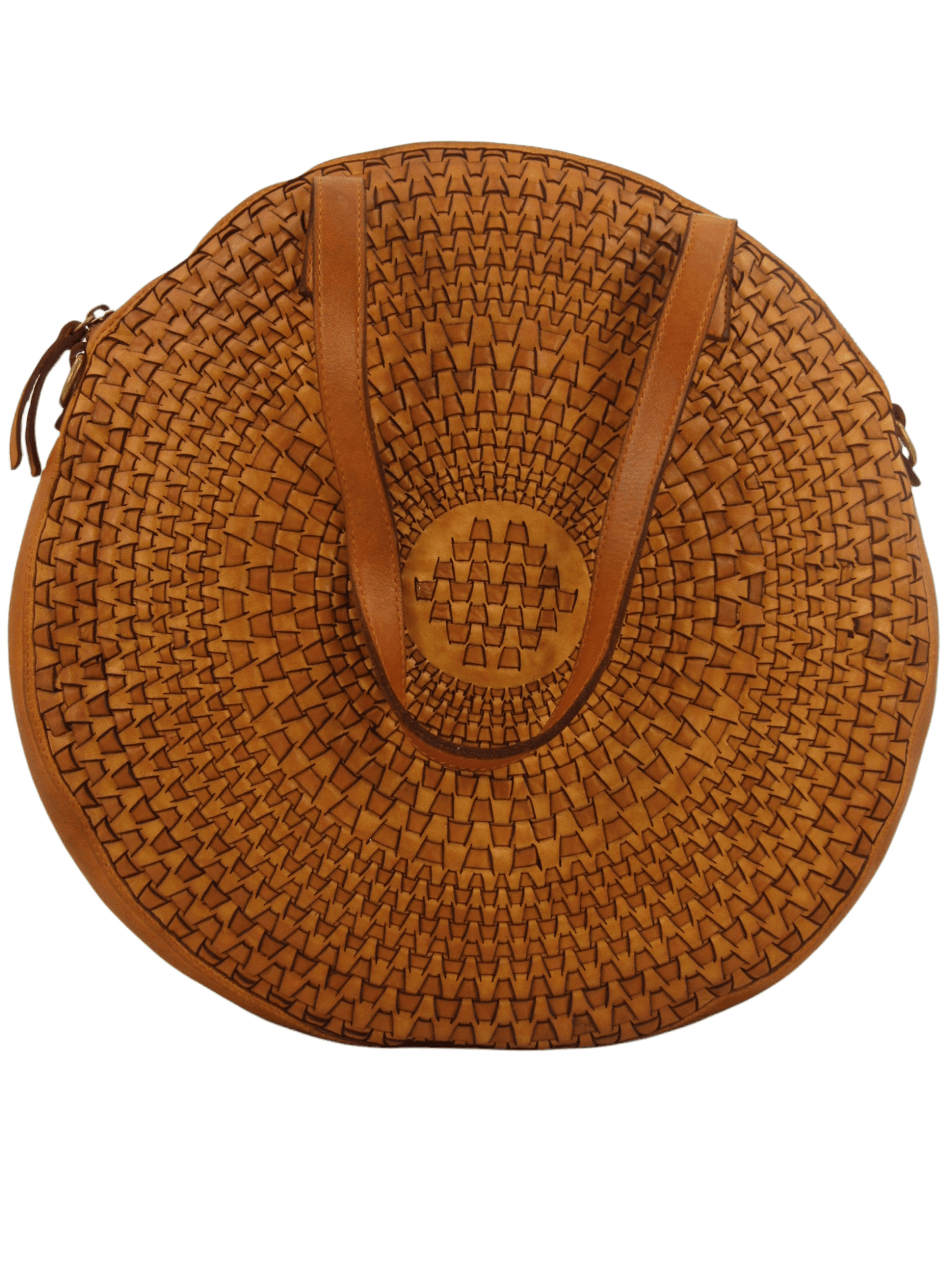 Borsa rotonda in pelle morbida con disegno intrecciato Nausica - Mahzel