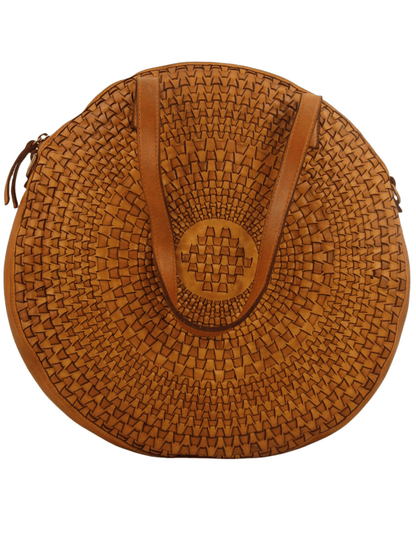 Borsa rotonda in pelle morbida con disegno intrecciato Nausica - Mahzel