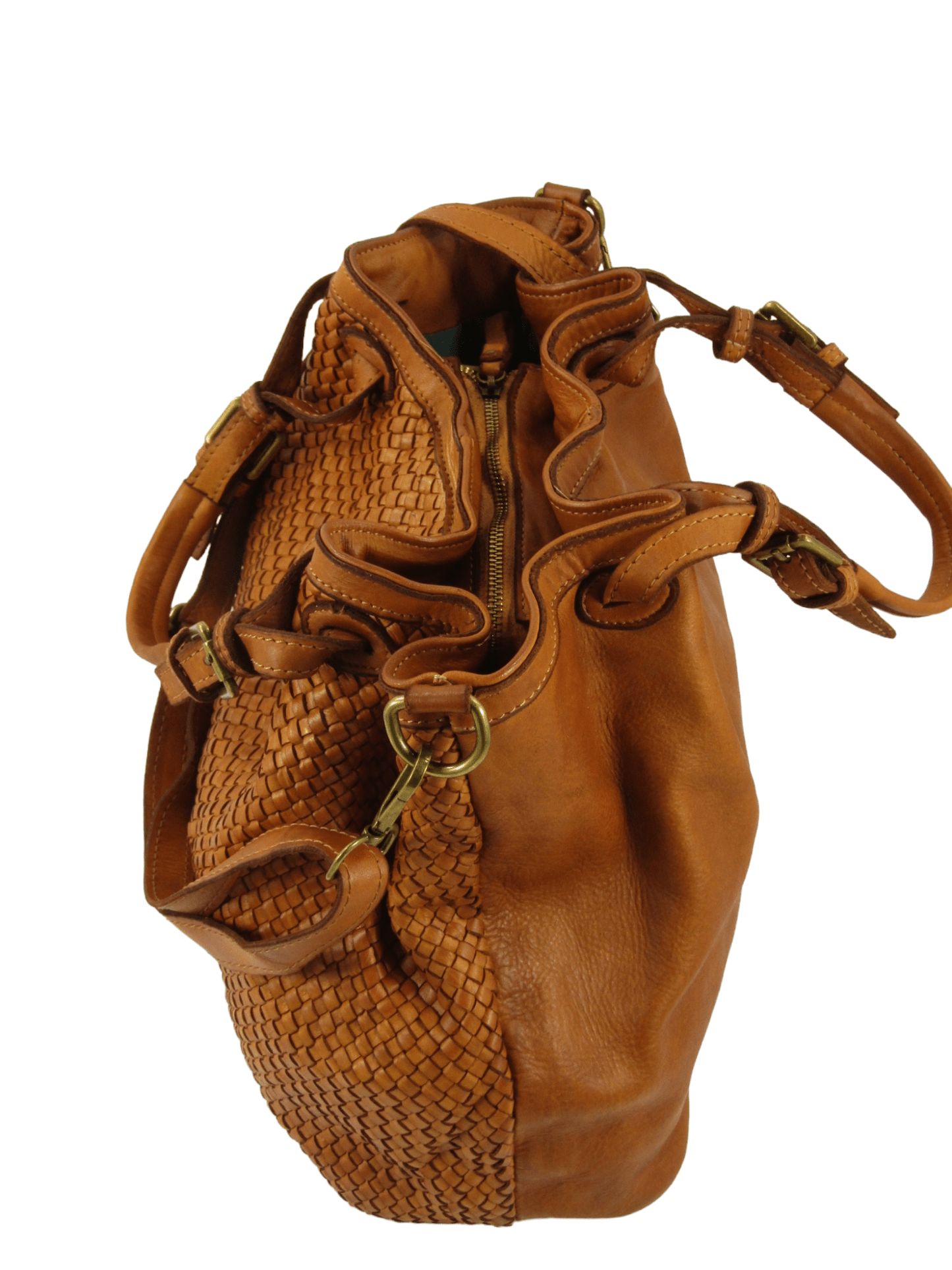 Borsa a cestino con frontale intrecciato