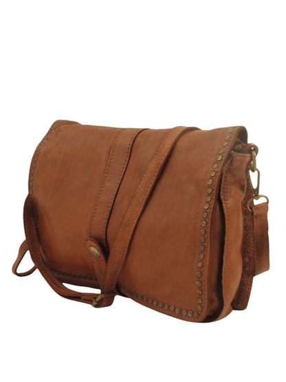 Borsa tracolla e a mano in pelle morbida decorata con borchie Giorgia-Mahzel