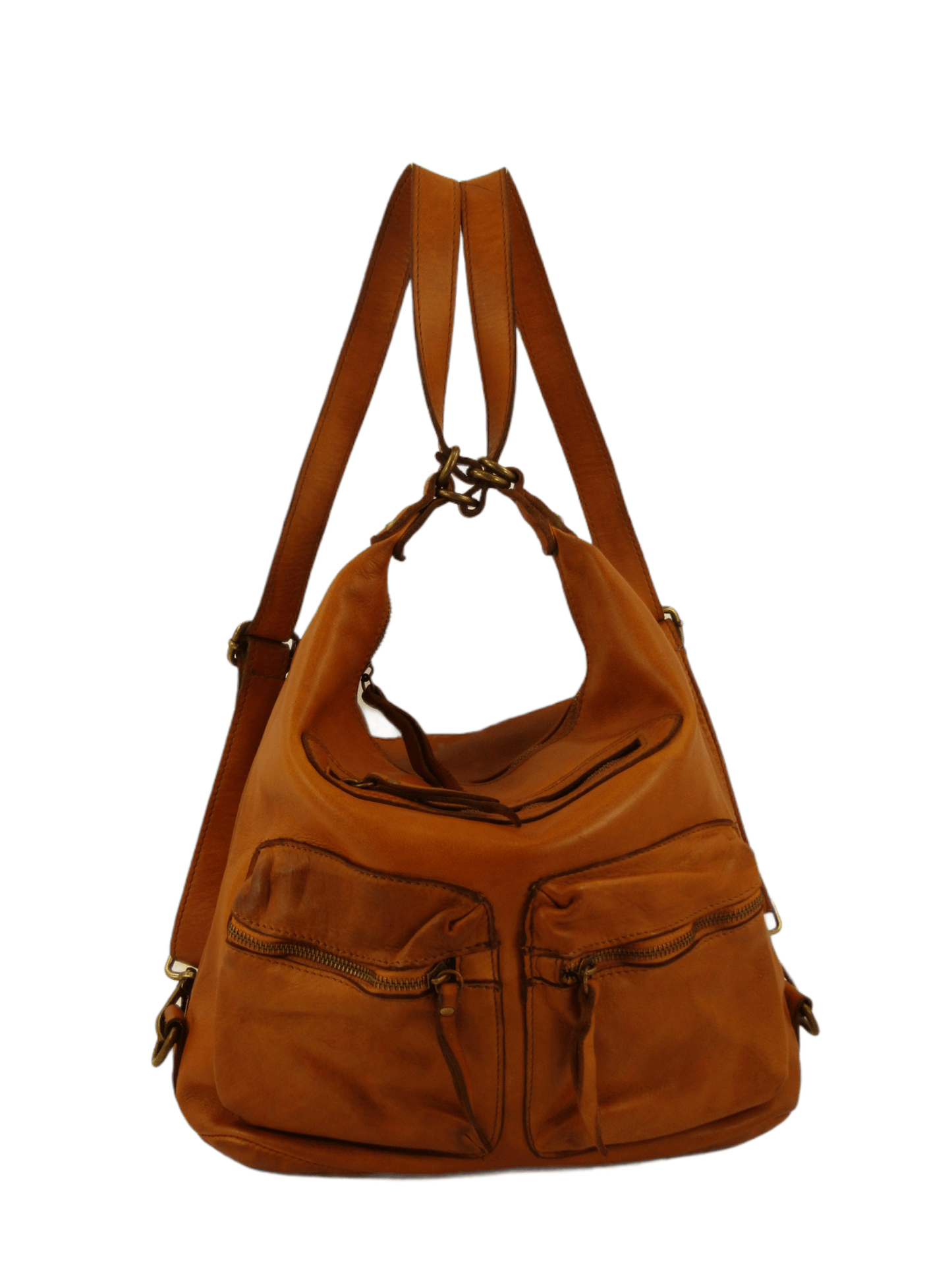 borsa a spalla e zaino pelle morbida vintage, colore, marrone