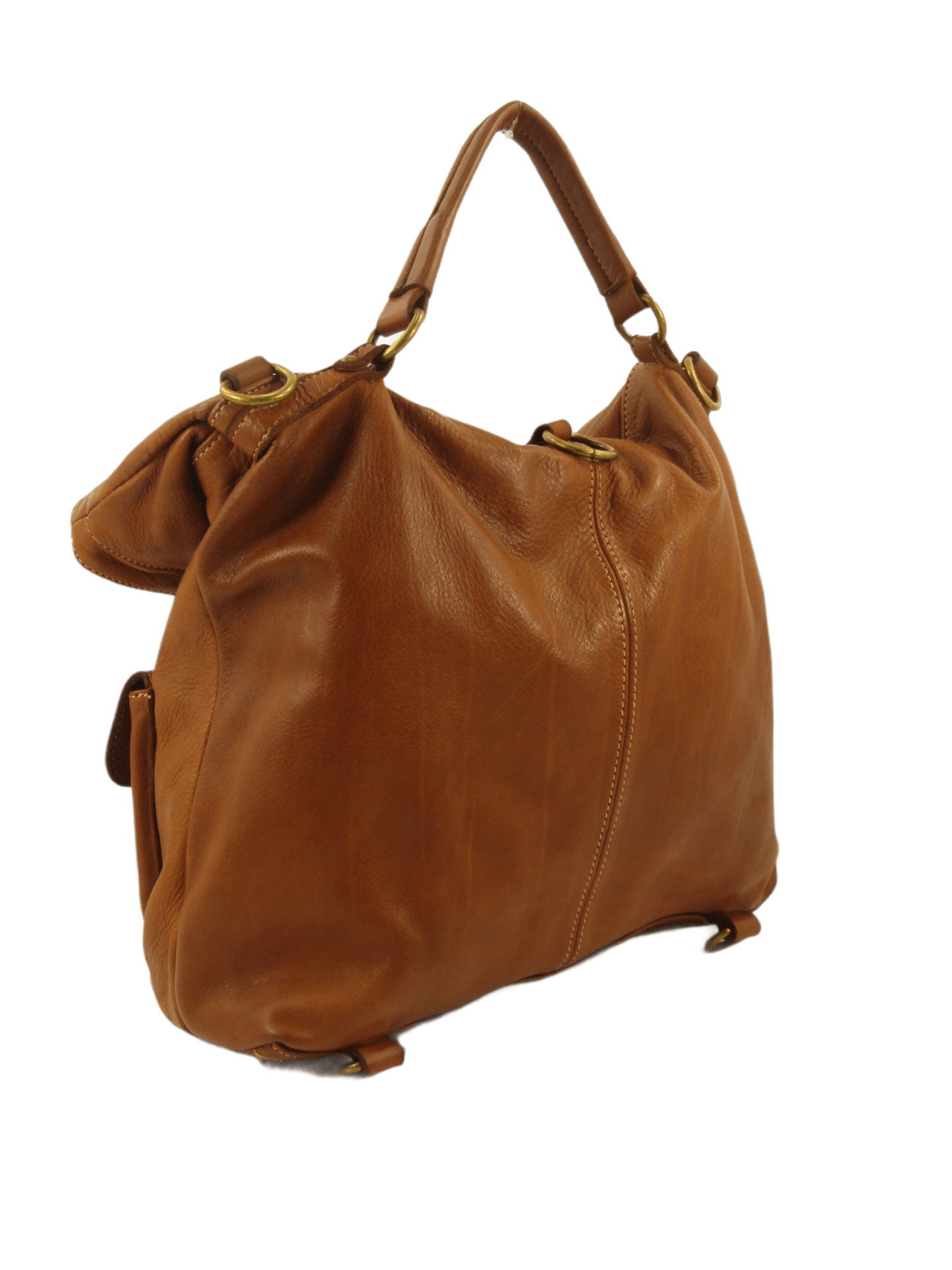 borsa zaino in pelle morbida effetto vintage, vista dal retro