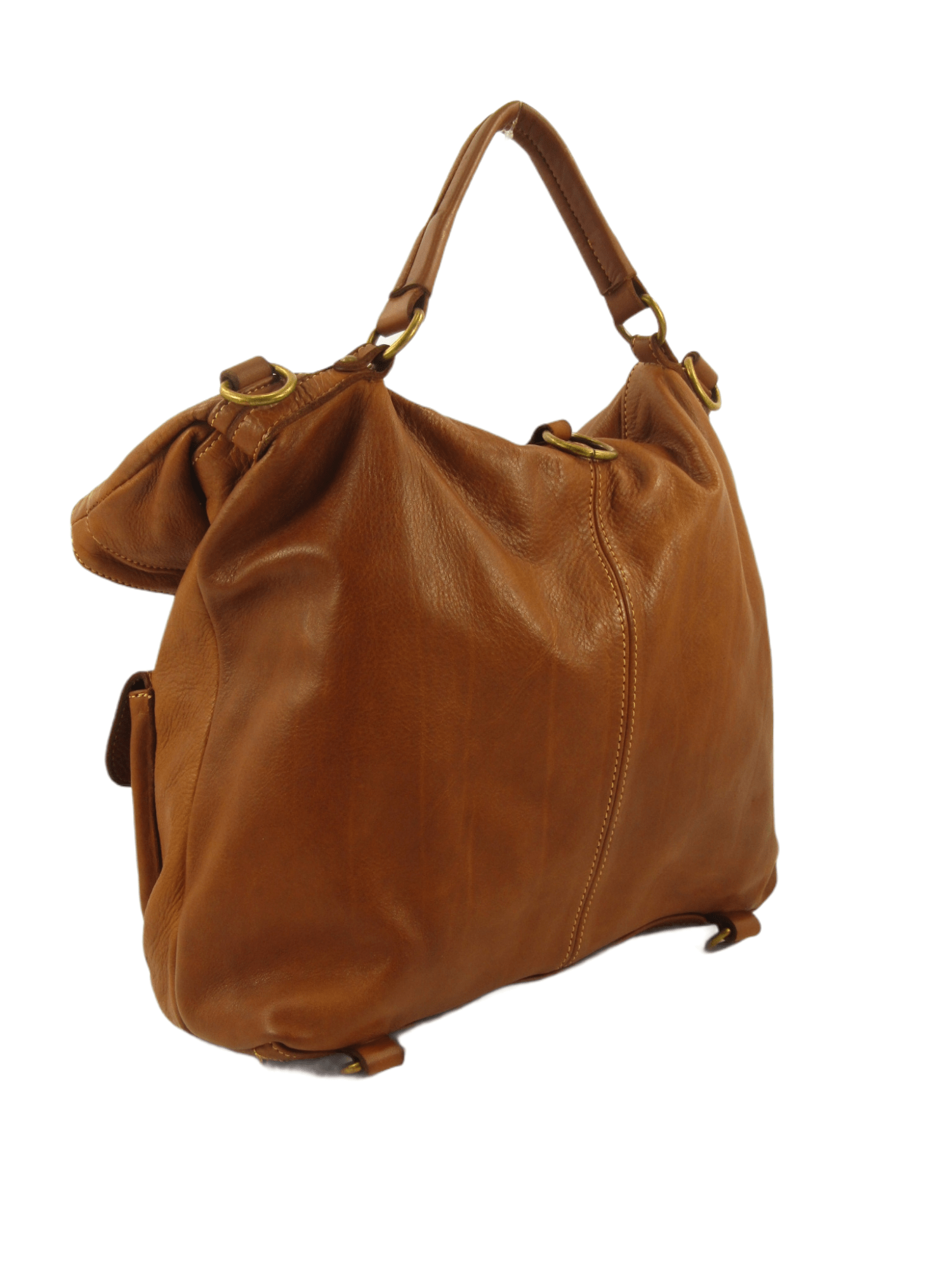 borsa zaino in pelle morbida effetto vintage, vista dal retro
