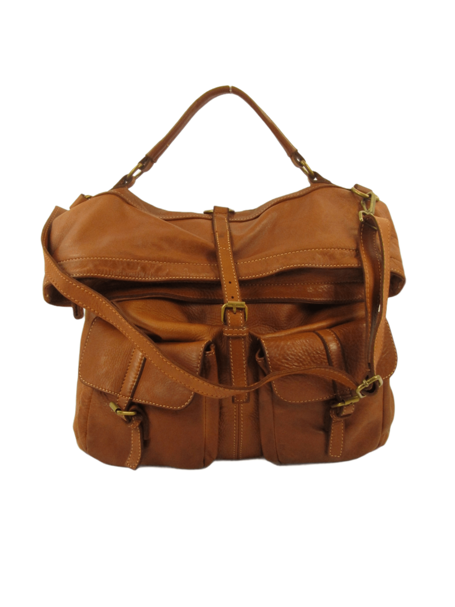 borsa multifunzione in pelle morbida effetto vintage, doppia tracolla colre marrone