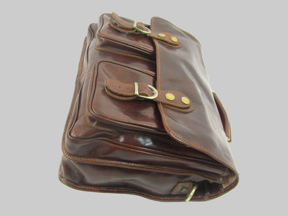 Cartella in cuoio conciato al vegetale e tamponato a mano Pisa - Mahzel