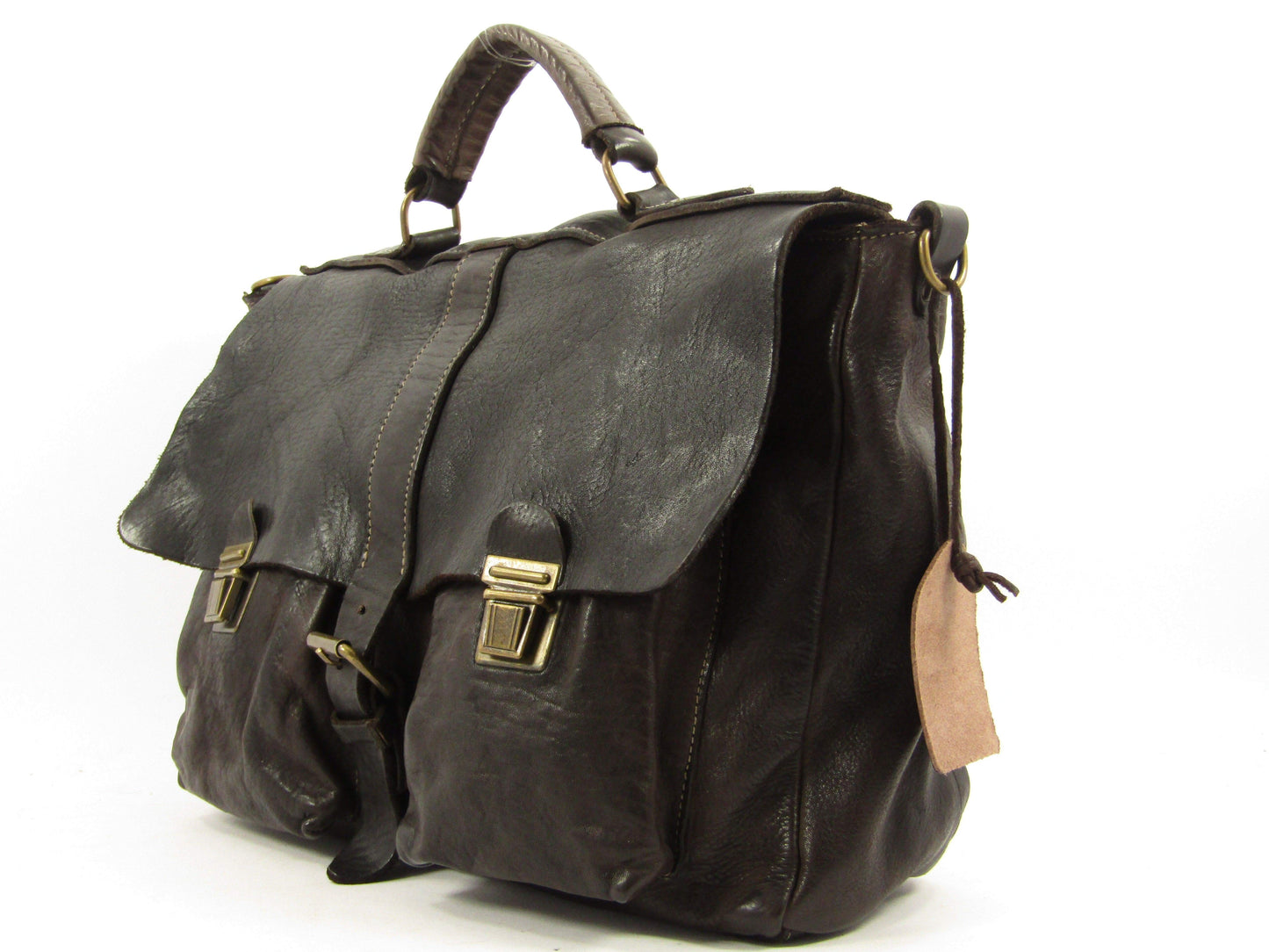 Cartella in Cuoio tinto in capo con tasche esterne officine Origi - Mahzel