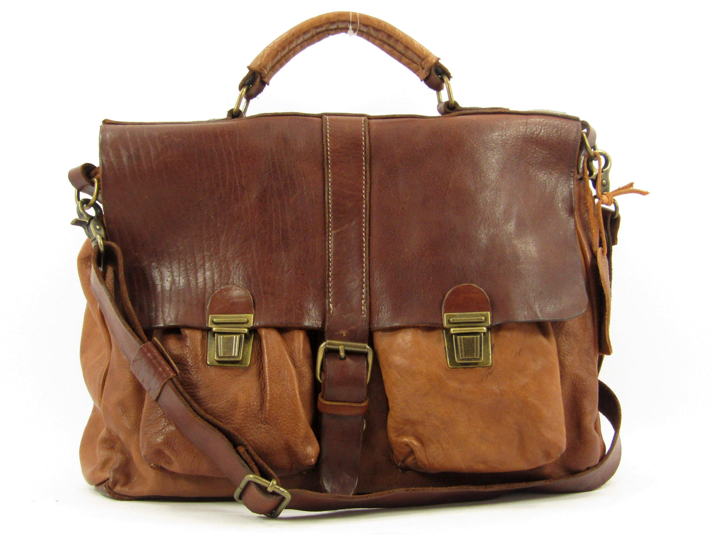 Cartella in Cuoio tinto in capo con tasche esterne officine Origi - Mahzel