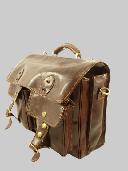 Cartella in cuoio conciato al vegetale e tamponato a mano Pisa - Mahzel