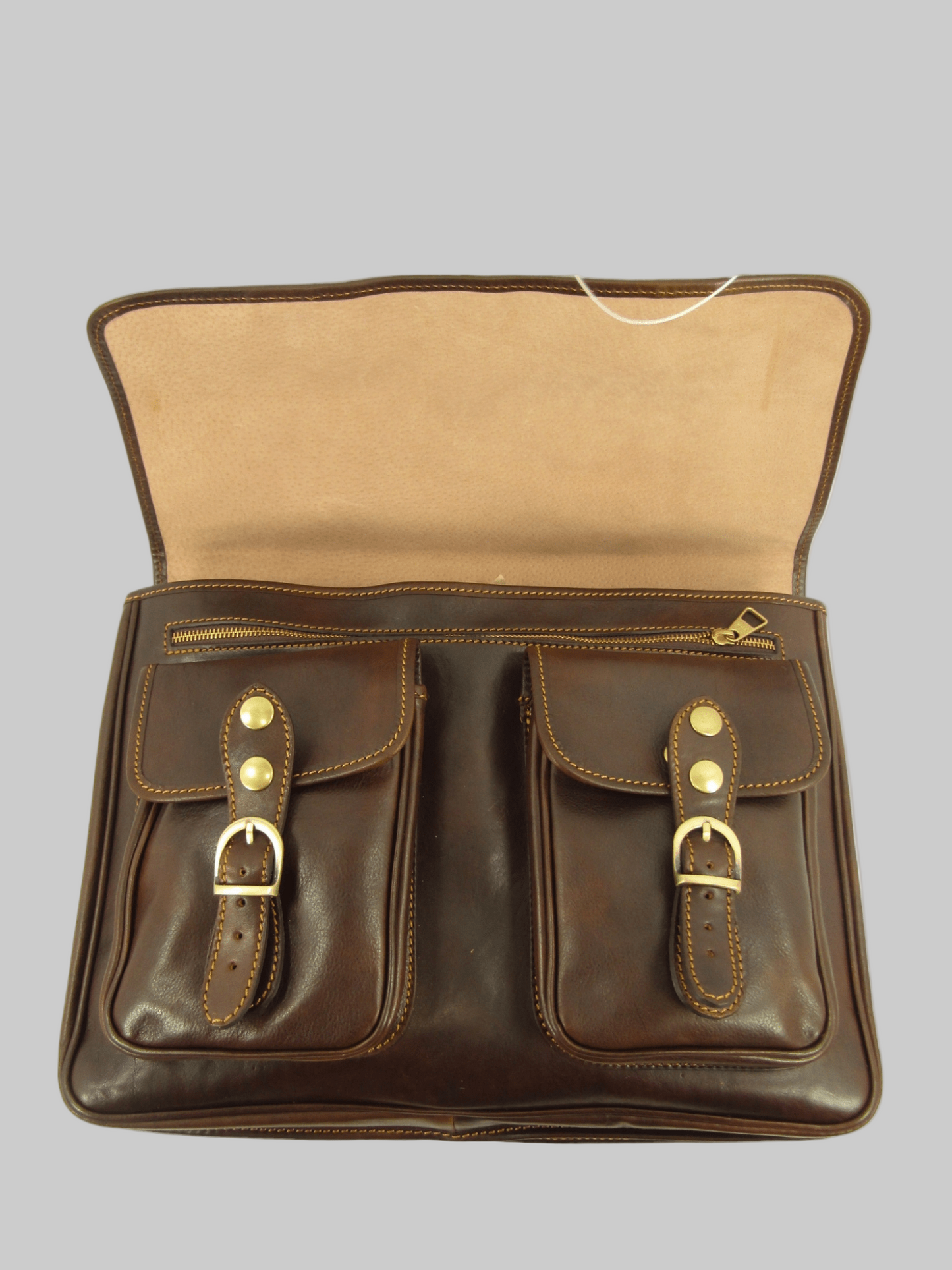 Cartella in cuoio conciato al vegetale e tamponato a mano Pisa - Mahzel