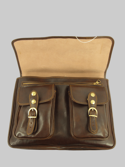 Cartella in cuoio conciato al vegetale e tamponato a mano Pisa - Mahzel