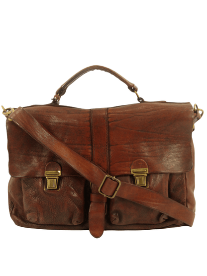 Cartella in Cuoio tinto in capo con tasche esterne officine Origi - Mahzel