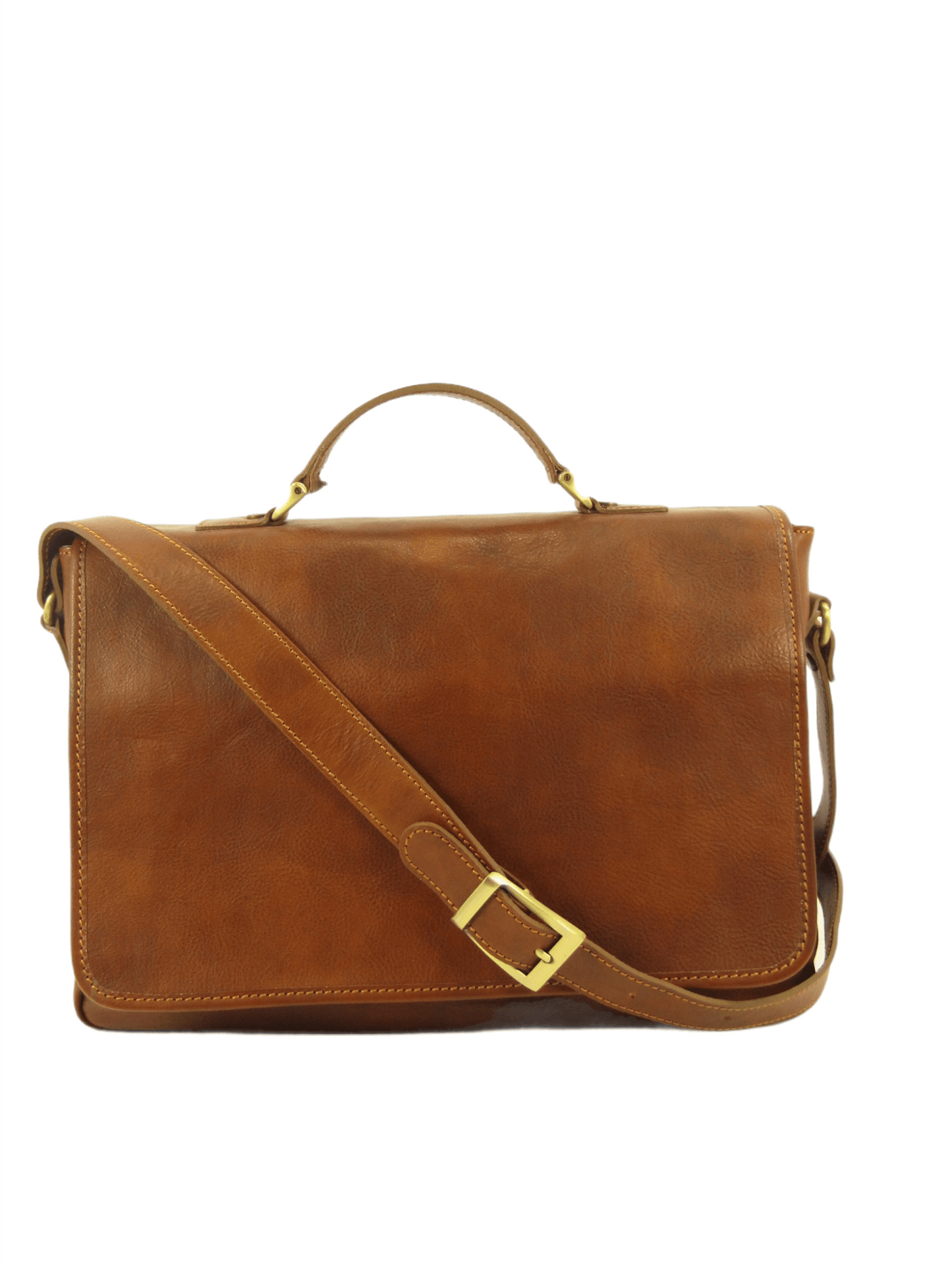 cartella e messenger  in cuoio pieno fiore conciato al vegetale Savona - Mahzel