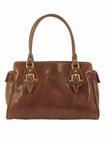 borsa tipo bauletto in cuoio made in italy cuoierie fiorentine marrone